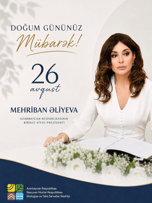 Azərbaycan Respublikasının Birinci vitse-prezidenti, Heydər Əliyev Fondunun prezidenti hörmətli Mehriban xanım Əliyevanı doğum günü münasibətilə təbrik edirik.